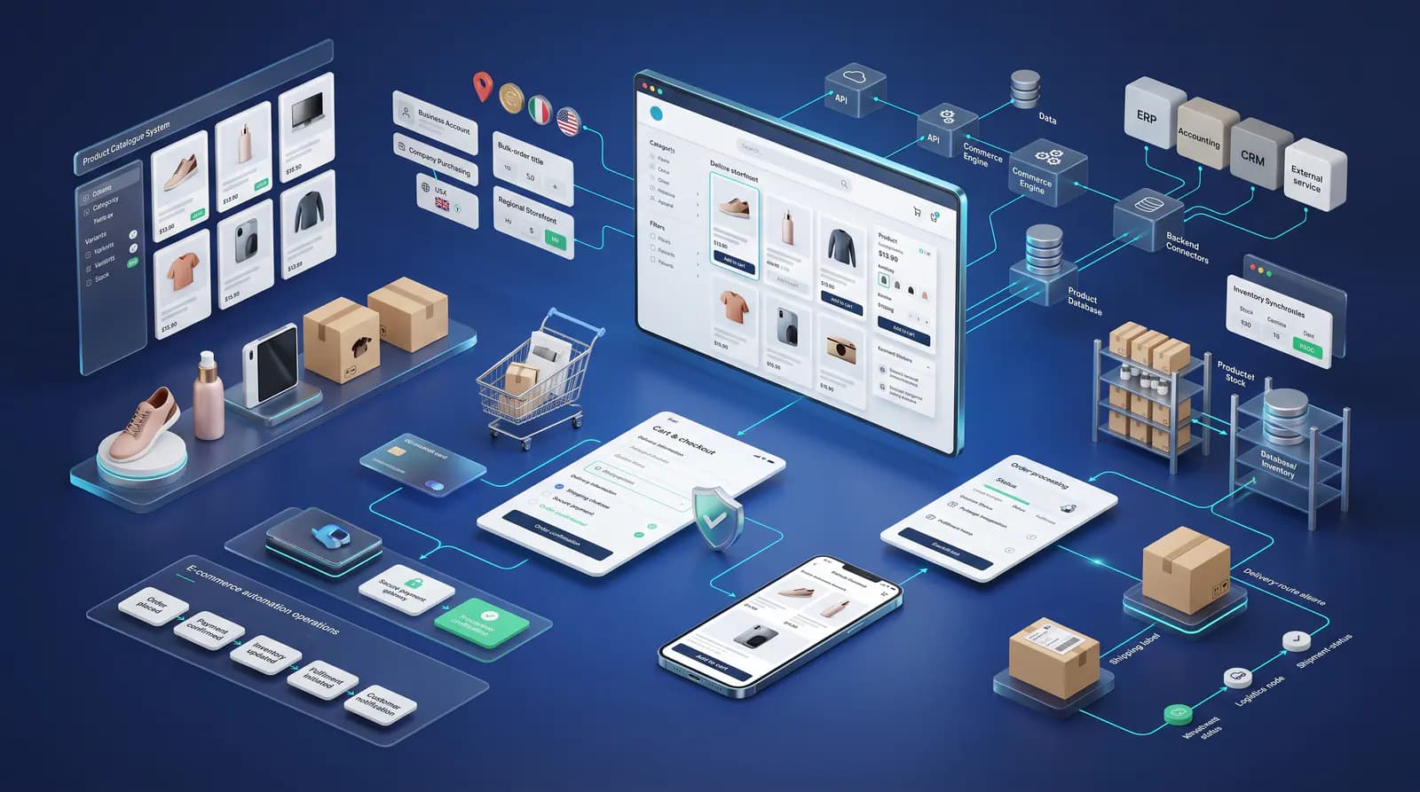 Connected ecommerce storefront and fulfilment modules