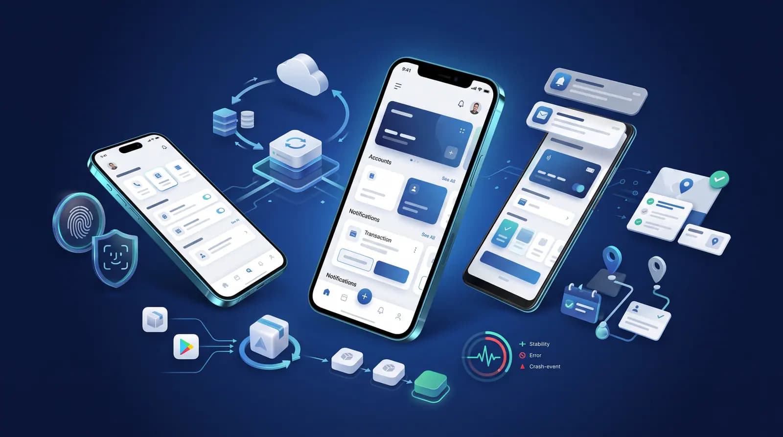 Connected mobile application interface modules
